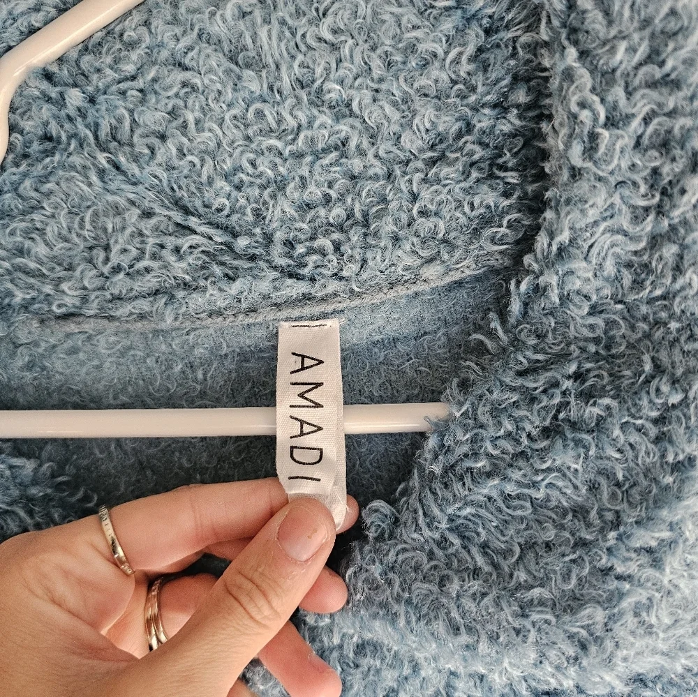 AMADI x Anthropologie Danika Fuzzy Teddy Sky Jacket Coat - Picture 5 of 11